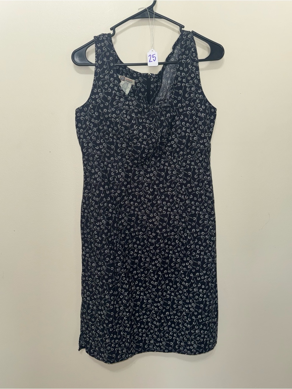 Black Floral Sleeveless Cotton Dress